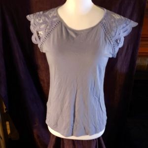 Loft lavender lilac lace wing sleeved top size s/p